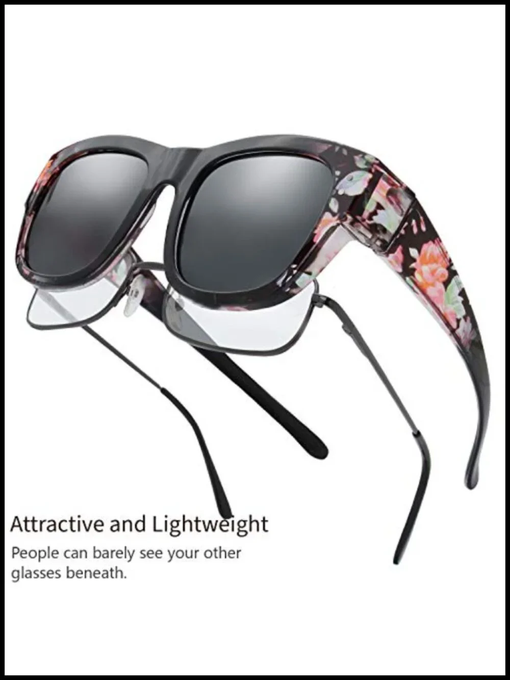 Polarized Wrap Around Shield Sunglasses for Glasses with Leather Case